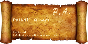 Palkó Albert névjegykártya
