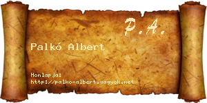 Palkó Albert névjegykártya
